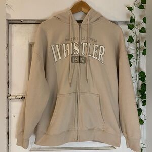 Garage Hooded Sweatshirt- Women’s Sz Sm Oversized Hoodie Zip Up - Off White